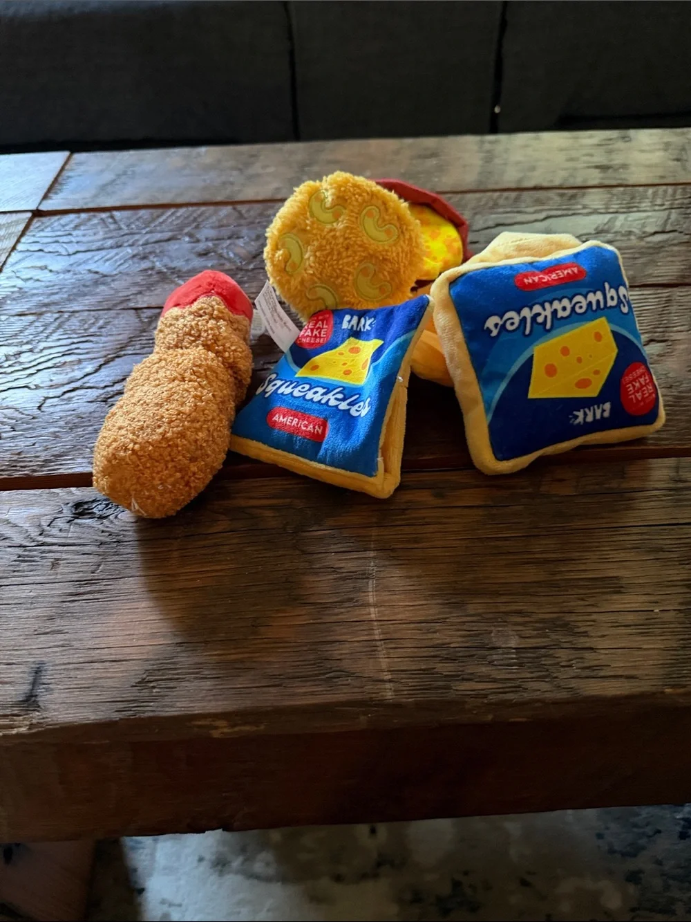 Plush Dog Toy Set - cheese and hot dogs